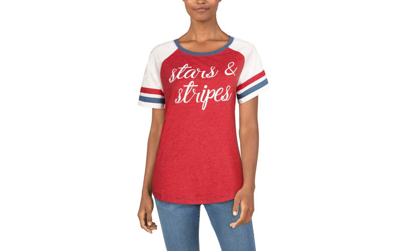 Natural Reflections Stars and Stripes Short-Sleeve Baseball T-Shirt for  Ladies