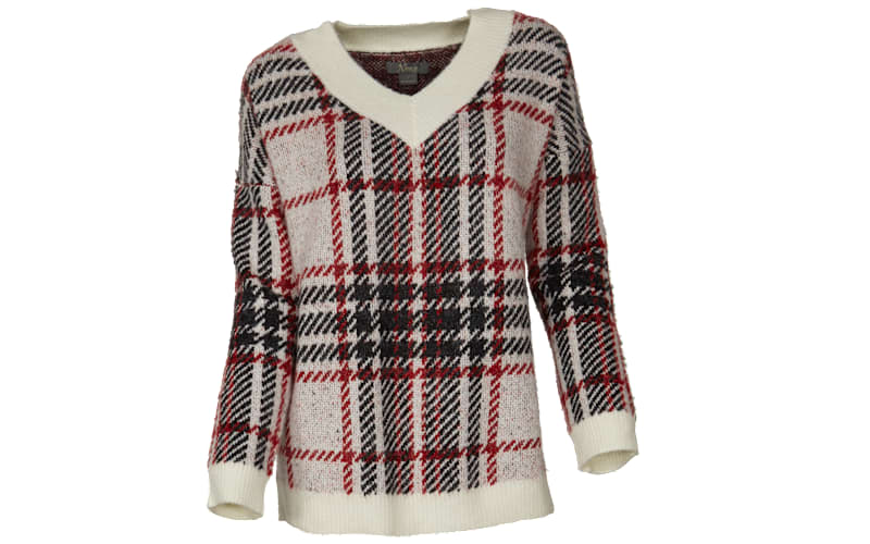 Natural Reflections Woodsman Plaid V-Neck Long-Sleeve Sweater for