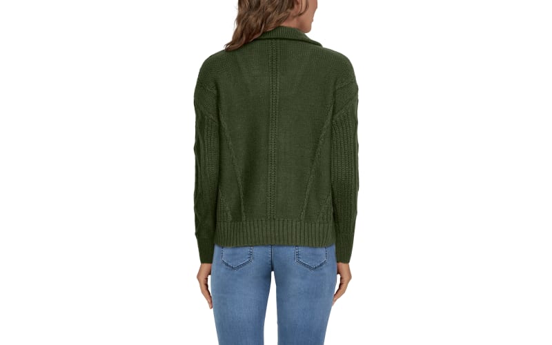 Natural Reflections Cable Quarter Zip Long Sleeve Pullover for