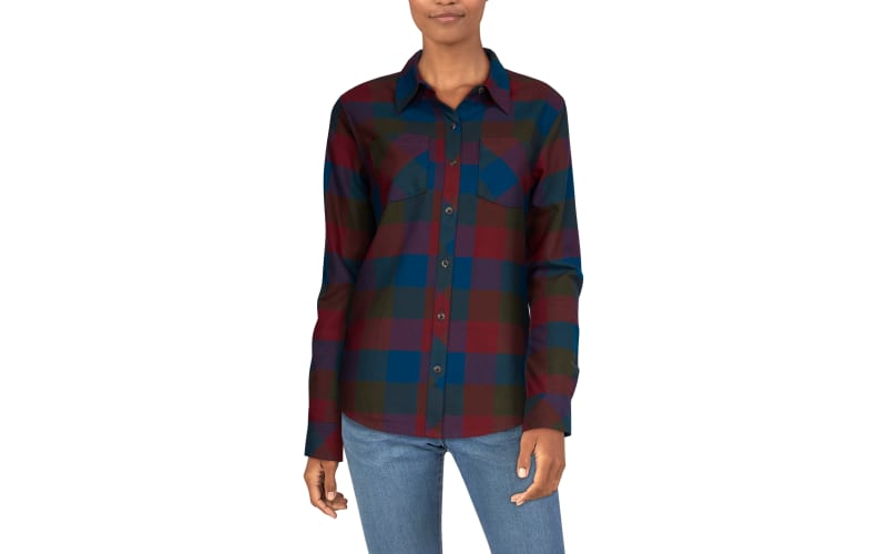 Natural Reflections Flannel Long Sleeve Shirt for Ladies Deep Depths Buffalo Plaid S