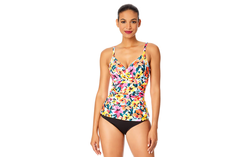 Anne！ Anne Cole Gradient Floral Twist Front Underwire Tankini Swim Top