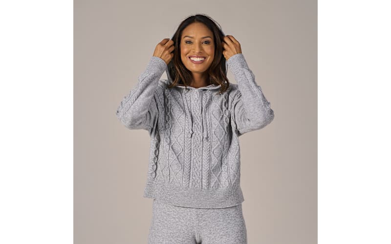 Natural Reflections Cable Knit Hooded Long-Sleeve Sweater | Mack's