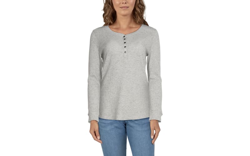 Women's Cozy Thermal Henley Shirt Top Stretch Cotton Long Sleeve Pullover  Basic - Morris