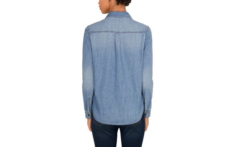 Natural Reflections Button-Down Denim Long-Sleeve Shirt for Ladies