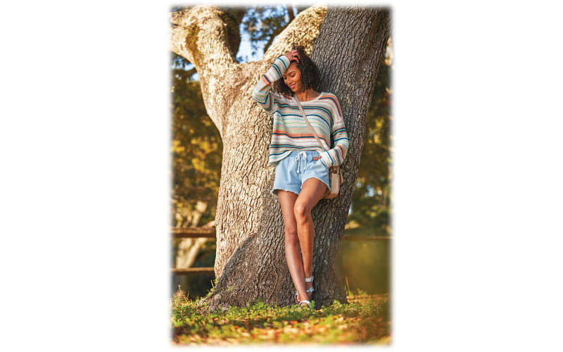 Natural Reflections Frayed Hem Drawstring Shorts for Ladies