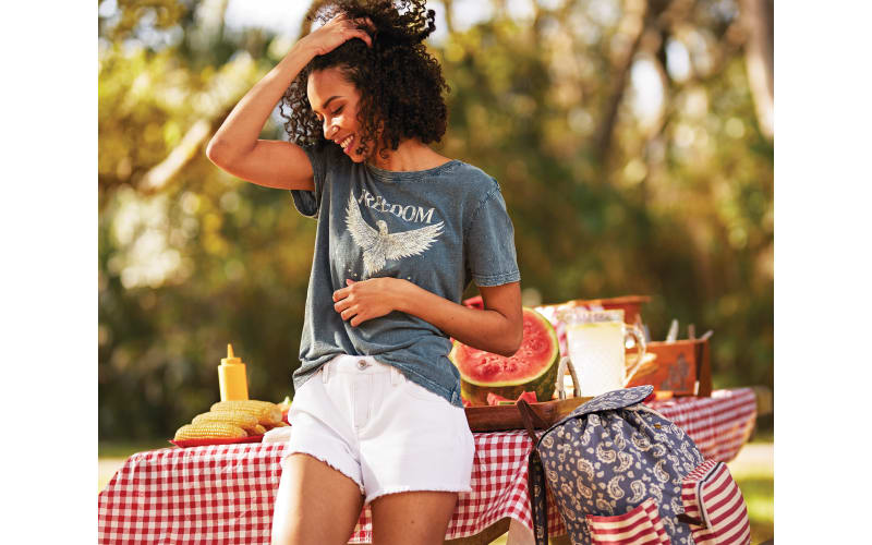 Ladies cut off shorts deals