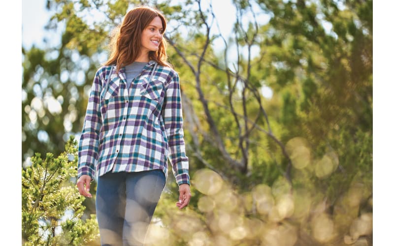 Hooded Shirt - Red/plaid - Ladies