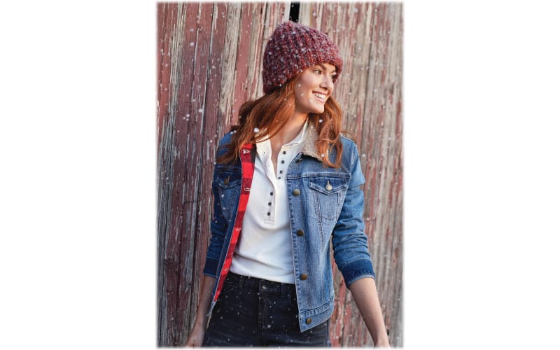 Ladies fleece clearance lined denim jacket