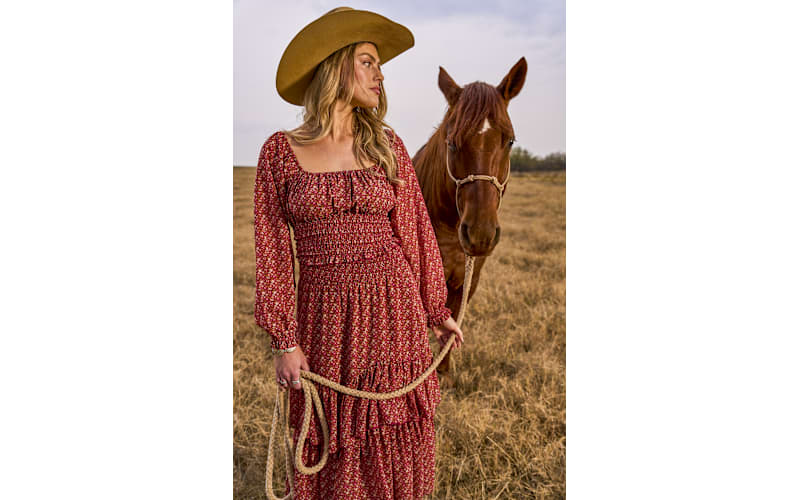 RedHead Ranch Tiered Ruffle Maxi Skirt | Mack's Prairie Wings