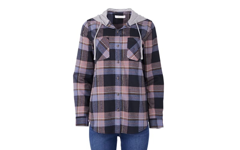 Natural Reflections Hooded Flannel Long-Sleeve Shirt