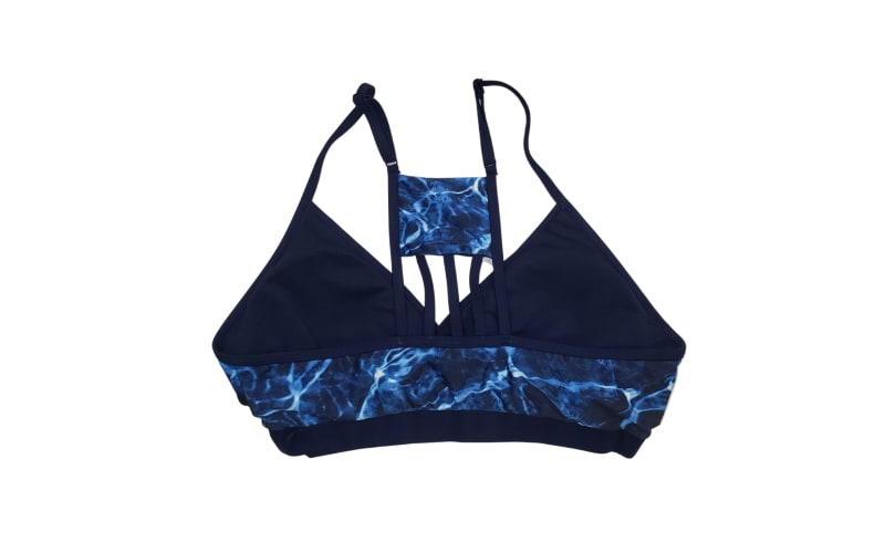 Wilderness Dreams Mossy Oak Elements Agua Marlin with Navy Sporty Bikini Top for Ladies - S