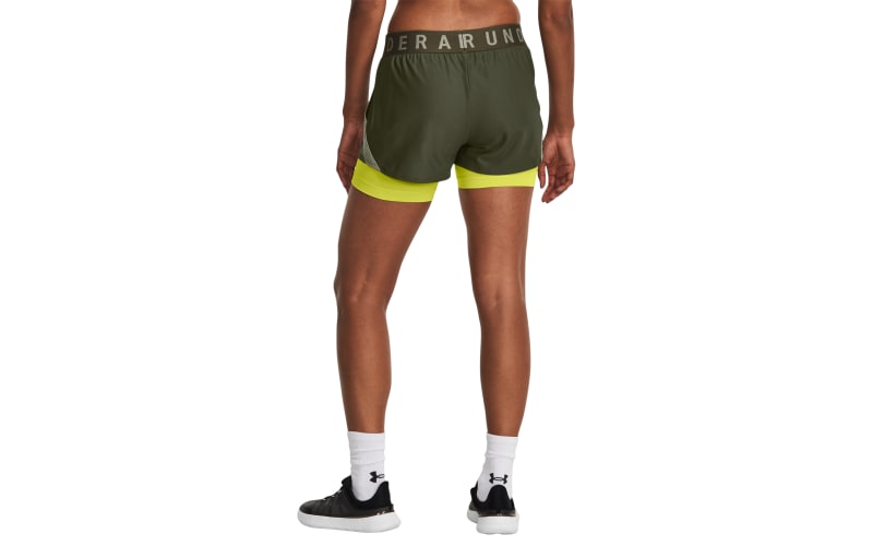 Under Armour Play Up 2-in-1 Shorts for Ladies - Marine OD Green/Lime  Yellow/Grove Green - XL