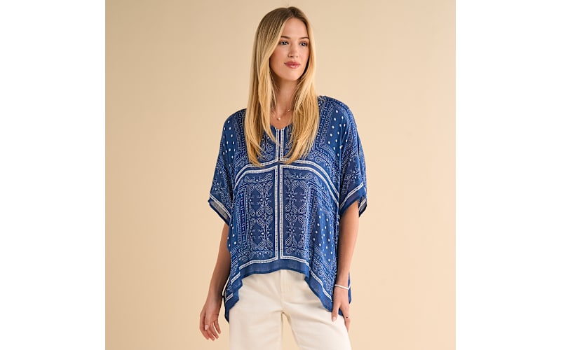 Natural Reflections Bandana Love V-Neck Short-Sleeve Shirt | Bass