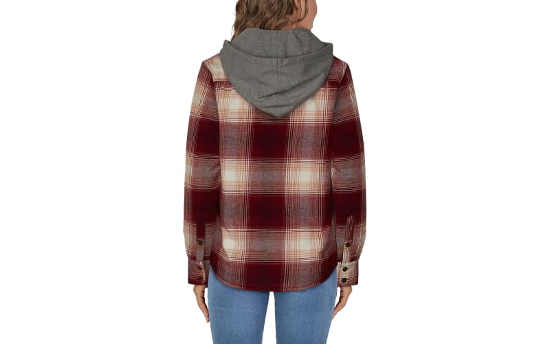 Womens hooded flannel shirt jacket hot sale