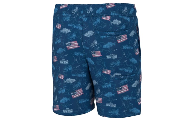 Huk Youth Pursuit Volley Swim Shorts - Fish and Flags Set Sail