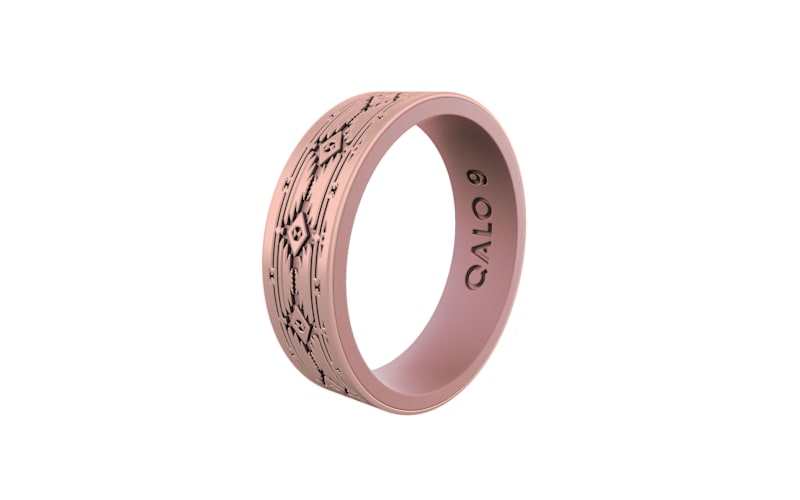 QALO Women's Rose Gold and Mauve Heritage Strata Silicone Ring