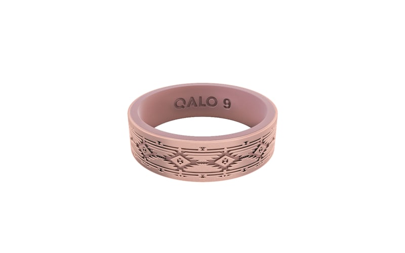 QALO Women's Rose Gold and Mauve Heritage Strata Silicone Ring