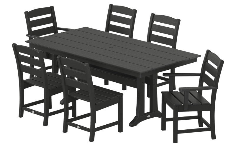 POLYWOOD Lakeside 7-Piece Farmhouse Dining Set with Trestle Legs