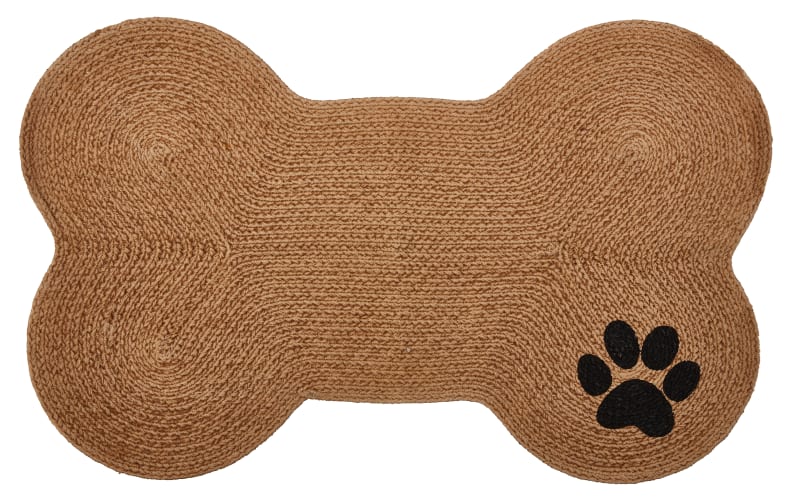 Bone shaped dog bowl mat top