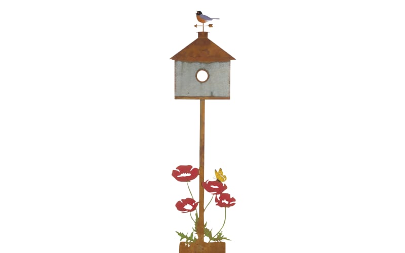 Regal Art & Gift Rustic Shovel and Birdhouse Garden Stake | Bass