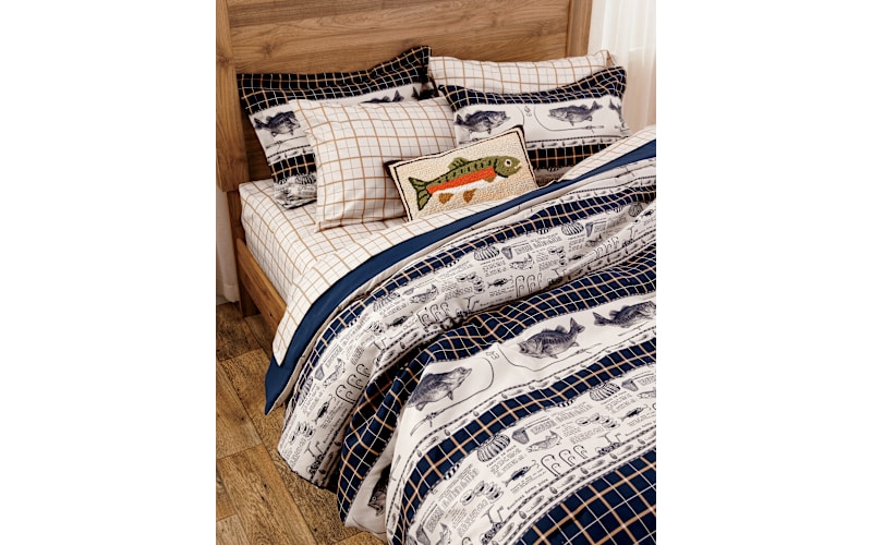 bass pro shops reel fish bedding sets Feelyou Pike Set Boys Girls Twin Size Big Fish Comforter Set for Kids Women Men Ultra Soft Fishing and Hunting Comforter Set Rustic Duvet Set Room Decor Quilt This bed White River Home Nature's Excursion