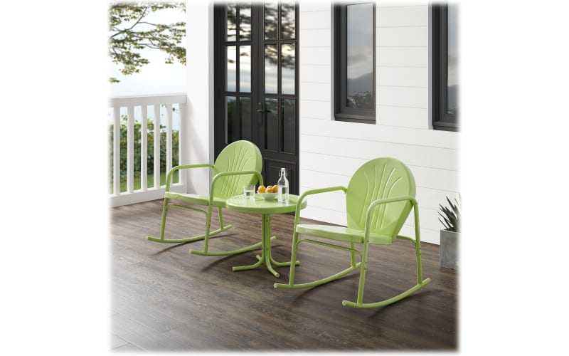 Crosley Griffith Outdoor Metal Rocking Chairs and Table 3 Piece