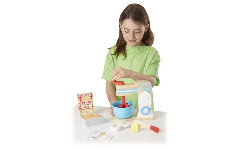Melissa & Doug Wooden Make-a-Cake Toy Mixer Set - Ages 3+