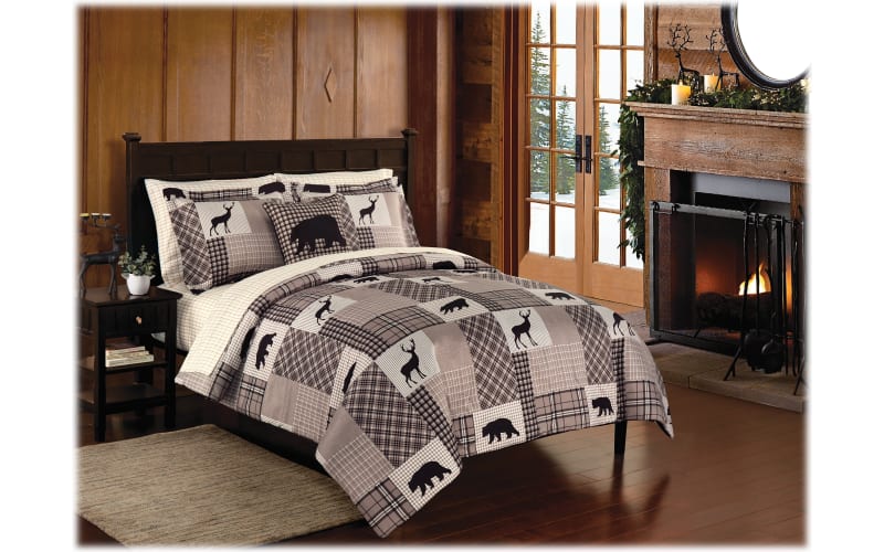 Bass Fish Comforter Set Queen for Boys Teens Fishing Lover Hunting