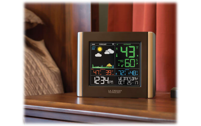 La Crosse Technology Stazione Meteo Wireless Orizzontale A Colori, Previsioni, Temperatura Interna/Esterna, Orologio Atomico - 5