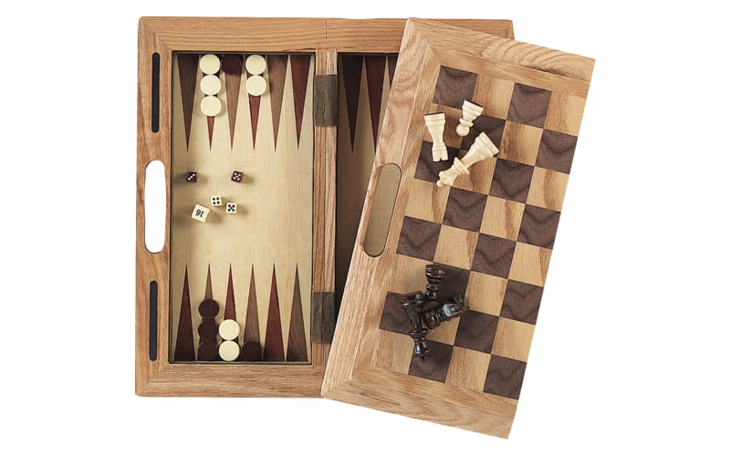 GLD Products Mainstreet Classics 3-in-1 Wood Chess, Checkers, and