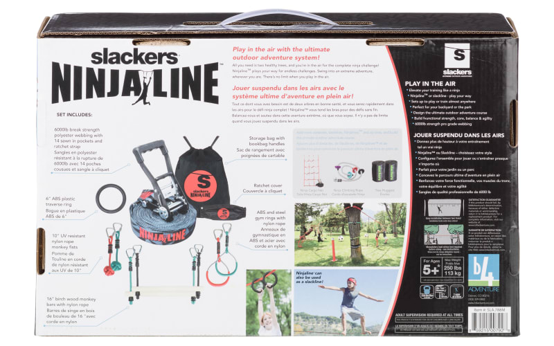 B4 Adventure Slackers Ninjaline 36' Backyard Outdoor Hanging Obstacle Intro Kit