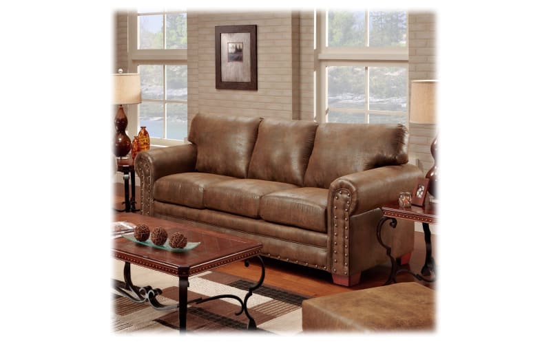 Rancho rustic brown buckskin best sale sofa
