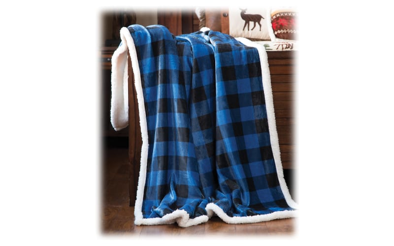 Carstens Wrangler Blue Lumberjack Buffalo Plaid Sherpa Fleece Throw