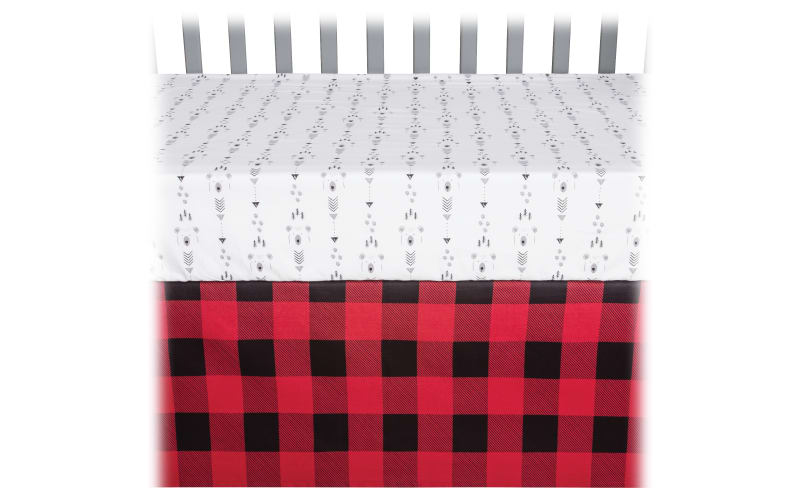 Red and black buffalo plaid crib skirt cheap
