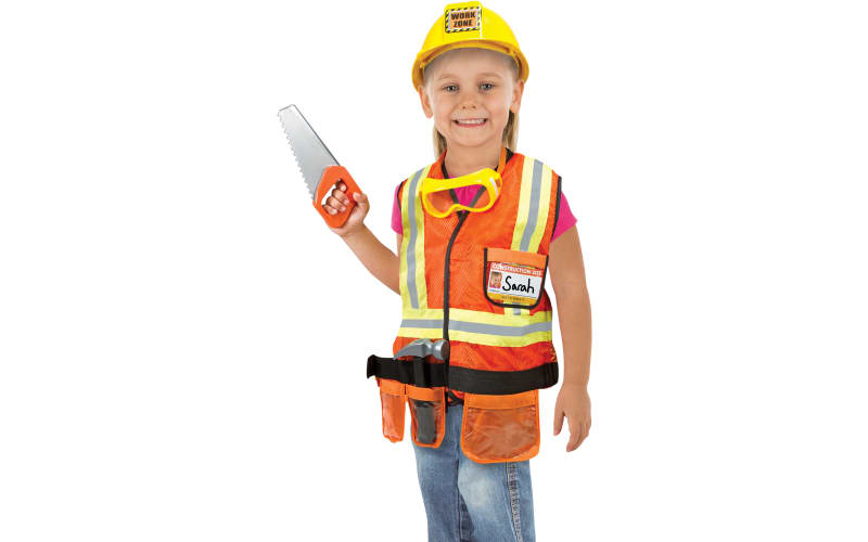 Dress Up America Kids Construction Worker Role Play Set Costume Ages 3-6