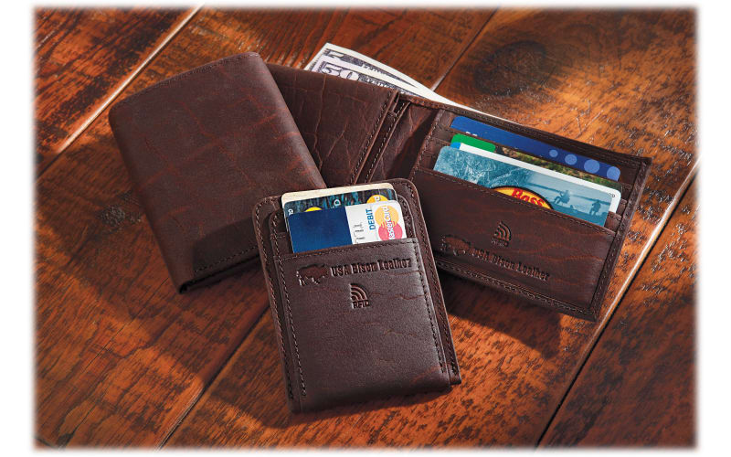 USA Pocket Wallet Leather Pro RFID RedHead | Shops Front Bass Bison