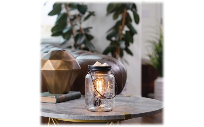 Lampada Profumata Elettrica Candle Warmers Mason Jar Con Lampadina Edison - Vetro E Metallo 16cm