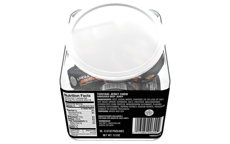 Uncle Buck's Teriyaki Flavor Shredded Beef Jerky Chew 36-Pack