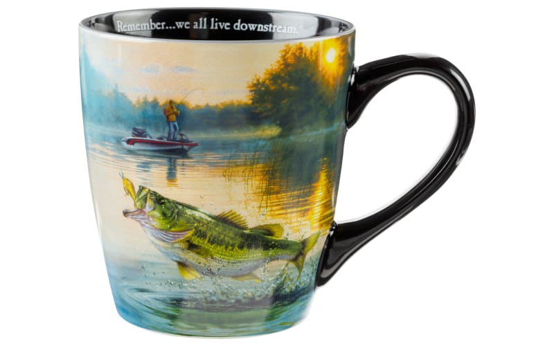 Bass Pro Shops Bass Panoramic We All Live Downstream Mug | Bass