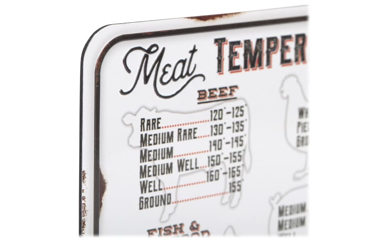 Open Road Brands Meat Temperature Chart Metal Magnet