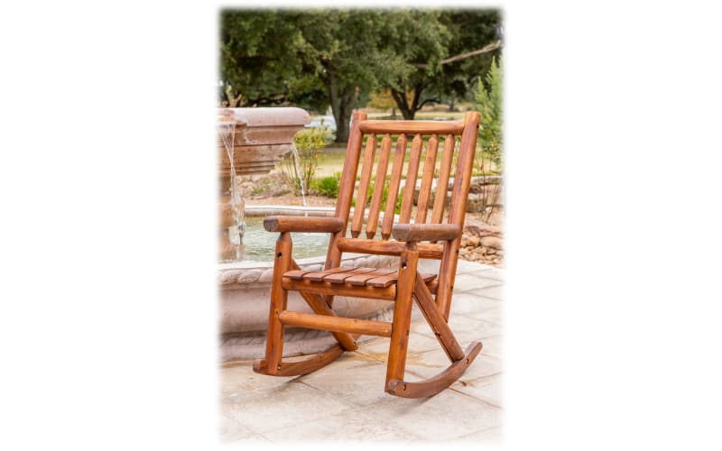 Amber log porch rocker with star top