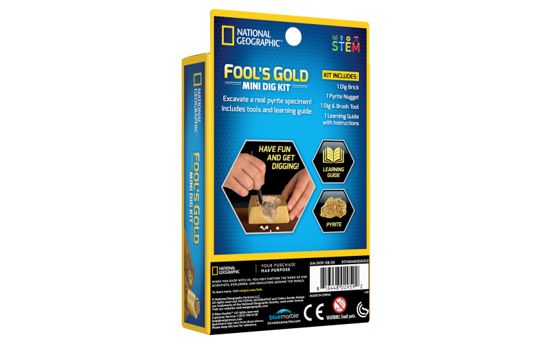 NATIONAL GEOGRAPHIC Fool's Gold Dig Kit – 12 Gold Bar Dig Bricks with 2-3  Pyrite Specimens Inside, Party Activity with 12 Excavation Tool Sets, Great