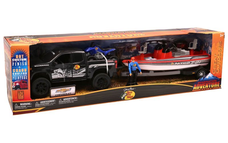 Bass Pro Shops Imagination Adventure Chevy Silverado with Bass Boat Playset for Kids