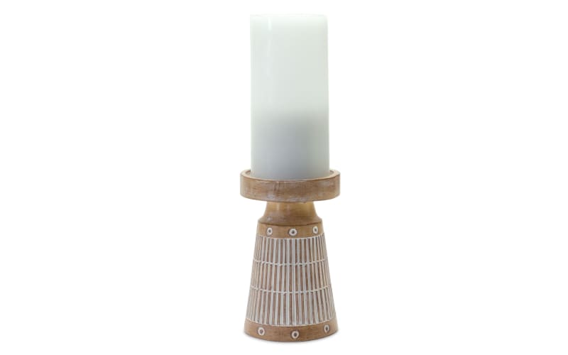 Melrose International Faux-Wooden-Finish Candle Holders Set of 3