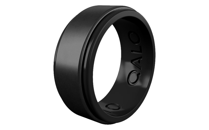 QALO Eva Shockey Polished Step Edge Black Silicone Ring for Men