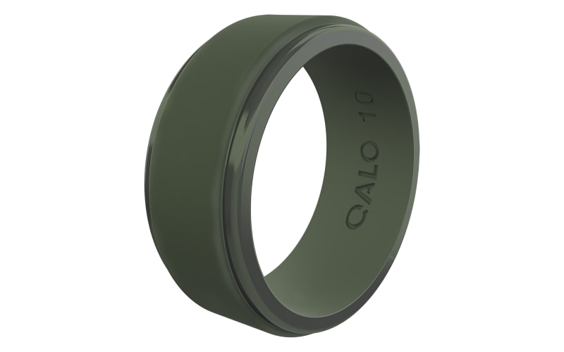 QALO Eva Shockey Polished Step Edge Pine Silicone Ring for Men