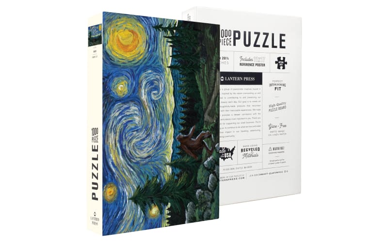 Lantern Press Bigfoot Starry Night 1,000-Piece Jigsaw Puzzle