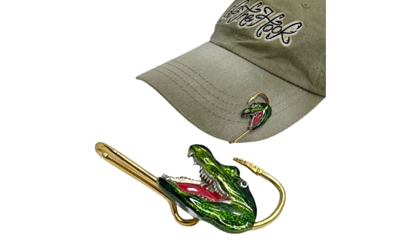 Hookits Alligator Head Fishing Hook Hat Pin Clip