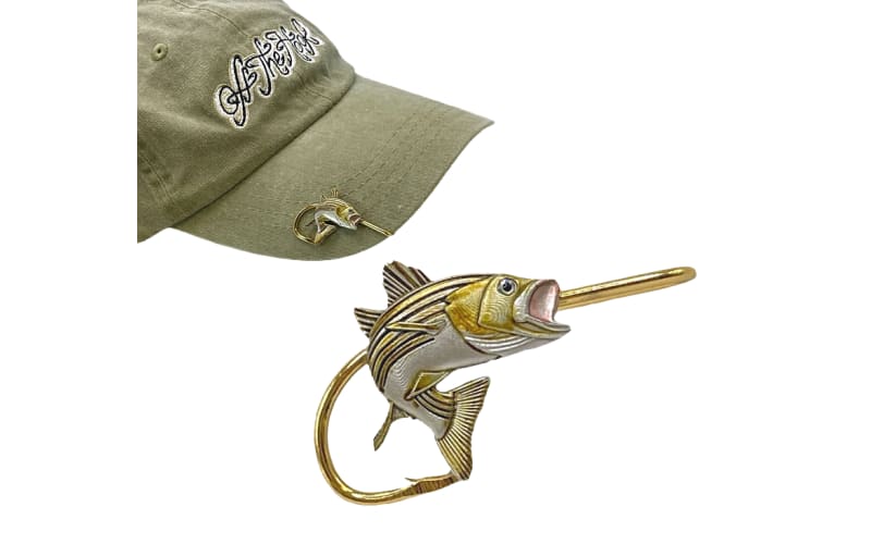 Hookits Striped Bass Fishing Hook Hat Pin Clip