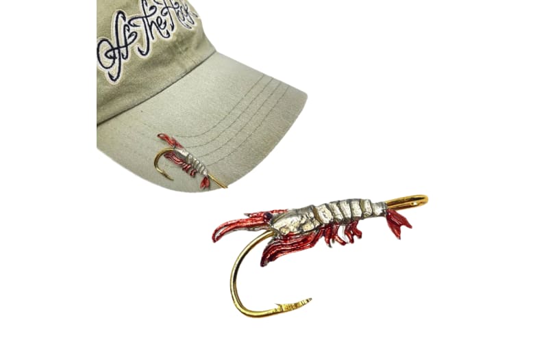 Hookits Shrimp Fishing Hook Hat Pin Clip